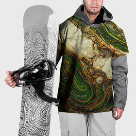 Накидка на куртку 3D с принтом Текстура зелёного мрамора с золотыми прожилками. , 100% полиэстер |  | Тематика изображения на принте: 