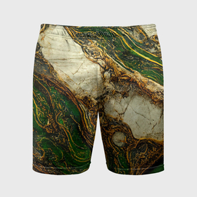 Мужские шорты спортивные с принтом Текстура зелёного мрамора с золотыми прожилками. ,  |  | Тематика изображения на принте: 