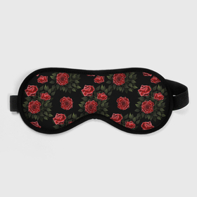 Маска для сна 3D с принтом Красные розы на черном   паттерн в Тюмени, внешний слой — 100% полиэфир, внутренний слой — 100% хлопок, между ними — поролон |  | 