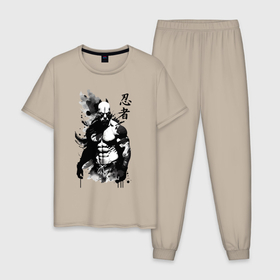 Мужская пижама хлопок с принтом Накачанный Гомер Симпсон в Петрозаводске, 100% хлопок | брюки и футболка прямого кроя, без карманов, на брюках мягкая резинка на поясе и по низу штанин
 | 
