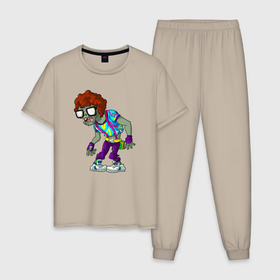 Мужская пижама хлопок с принтом Диско зомби , 100% хлопок | брюки и футболка прямого кроя, без карманов, на брюках мягкая резинка на поясе и по низу штанин
 | Тематика изображения на принте: 