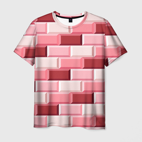 Мужская футболка 3D с принтом Красные кирпичи в Тюмени, 100% полиэфир | прямой крой, круглый вырез горловины, длина до линии бедер | Тематика изображения на принте: 