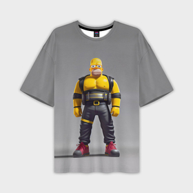 Мужская футболка oversize 3D с принтом Homer Simpson   ninja   neural network ,  |  | Тематика изображения на принте: 