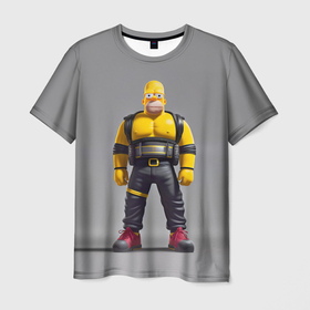 Мужская футболка 3D с принтом Homer Simpson   ninja   neural network в Белгороде, 100% полиэфир | прямой крой, круглый вырез горловины, длина до линии бедер | 