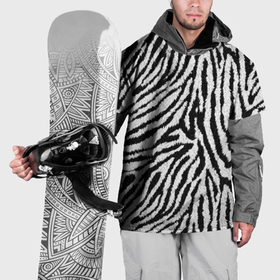 Накидка на куртку 3D с принтом Пушистый чёрно белый мех в Новосибирске, 100% полиэстер |  | Тематика изображения на принте: 
