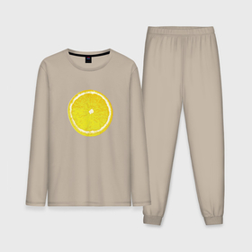 Мужская пижама с лонгсливом хлопок с принтом Долька лимона в Тюмени,  |  | 