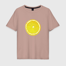 Мужская футболка хлопок Oversize с принтом Долька лимона в Курске, 100% хлопок | свободный крой, круглый ворот, “спинка” длиннее передней части | 
