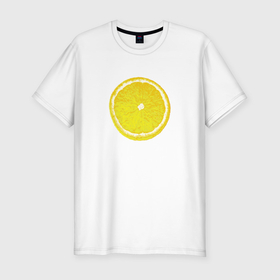 Мужская футболка хлопок Slim с принтом Долька лимона в Тюмени, 92% хлопок, 8% лайкра | приталенный силуэт, круглый вырез ворота, длина до линии бедра, короткий рукав | Тематика изображения на принте: 