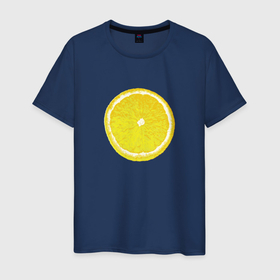 Мужская футболка хлопок с принтом Долька лимона в Тюмени, 100% хлопок | прямой крой, круглый вырез горловины, длина до линии бедер, слегка спущенное плечо. | Тематика изображения на принте: 