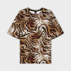 Мужская футболка oversize 3D с принтом Меховая шкура тигра ,  |  | 