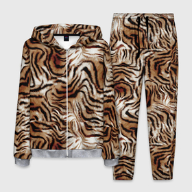 Мужской костюм 3D с принтом Меховая шкура тигра , 100% полиэстер | Манжеты и пояс оформлены тканевой резинкой, двухслойный капюшон со шнурком для регулировки, карманы спереди | Тематика изображения на принте: 