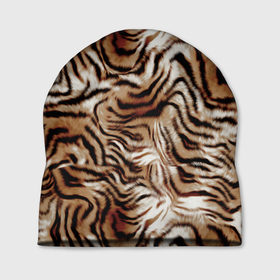 Шапка 3D с принтом Меховая шкура тигра , 100% полиэстер | универсальный размер, печать по всей поверхности изделия | 