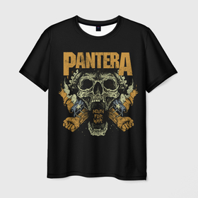 Мужская футболка 3D с принтом Pantera   mouth for war в Санкт-Петербурге, 100% полиэфир | прямой крой, круглый вырез горловины, длина до линии бедер | 