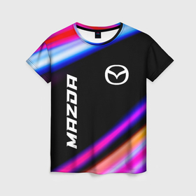 Женская футболка 3D с принтом Mazda speed lights в Курске, 100% полиэфир ( синтетическое хлопкоподобное полотно) | прямой крой, круглый вырез горловины, длина до линии бедер | 