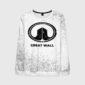 Мужской свитшот 3D с принтом Great Wall с потертостями на светлом фоне в Курске, 100% полиэстер с мягким внутренним слоем | круглый вырез горловины, мягкая резинка на манжетах и поясе, свободная посадка по фигуре | 