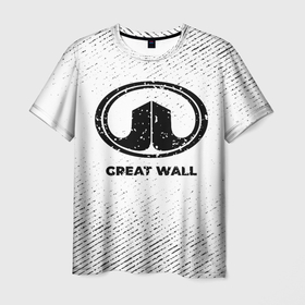 Мужская футболка 3D с принтом Great Wall с потертостями на светлом фоне в Петрозаводске, 100% полиэфир | прямой крой, круглый вырез горловины, длина до линии бедер | 