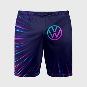 Мужские шорты спортивные с принтом Volkswagen neon speed lines ,  |  | 