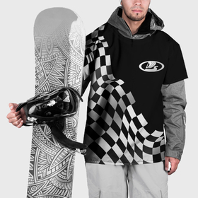 Накидка на куртку 3D с принтом LADA racing flag в Курске, 100% полиэстер |  | 