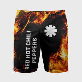 Мужские шорты спортивные с принтом Red Hot Chili Peppers и пылающий огонь в Новосибирске,  |  | 