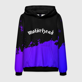 Мужская толстовка 3D с принтом Motorhead purple grunge в Петрозаводске, 100% полиэстер | двухслойный капюшон со шнурком для регулировки, мягкие манжеты на рукавах и по низу толстовки, спереди карман-кенгуру с мягким внутренним слоем. | 