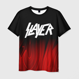 Мужская футболка 3D с принтом Slayer red plasma , 100% полиэфир | прямой крой, круглый вырез горловины, длина до линии бедер | Тематика изображения на принте: 
