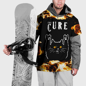 Накидка на куртку 3D с принтом The Cure рок кот и огонь в Санкт-Петербурге, 100% полиэстер |  | Тематика изображения на принте: 