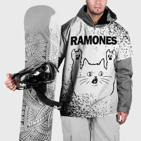 Накидка на куртку 3D с принтом Ramones рок кот на светлом фоне в Белгороде, 100% полиэстер |  | Тематика изображения на принте: 