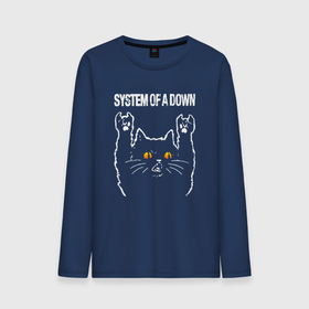 Мужской лонгслив хлопок с принтом System of a Down rock cat в Кировске, 100% хлопок |  | 