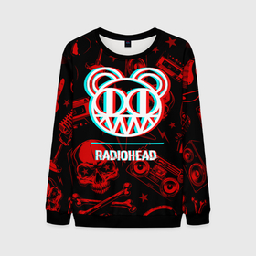 Мужской свитшот 3D с принтом Radiohead rock glitch в Тюмени, 100% полиэстер с мягким внутренним слоем | круглый вырез горловины, мягкая резинка на манжетах и поясе, свободная посадка по фигуре | 
