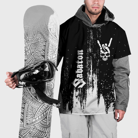Накидка на куртку 3D с принтом Sabaton и рок символ на темном фоне в Тюмени, 100% полиэстер |  | Тематика изображения на принте: 