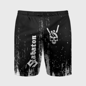 Мужские шорты спортивные с принтом Sabaton и рок символ на темном фоне в Курске,  |  | 