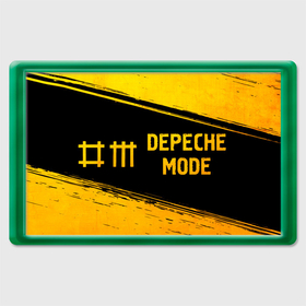 Магнит 45*70 с принтом Depeche Mode   gold gradient: надпись и символ в Санкт-Петербурге, Пластик | Размер: 78*52 мм; Размер печати: 70*45 | Тематика изображения на принте: 