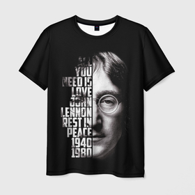 Мужская футболка 3D с принтом Джон Леннон легенда в Екатеринбурге, 100% полиэфир | прямой крой, круглый вырез горловины, длина до линии бедер | 