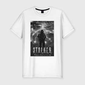 Мужская футболка хлопок Slim с принтом Stalker thunderstorm в Белгороде, 92% хлопок, 8% лайкра | приталенный силуэт, круглый вырез ворота, длина до линии бедра, короткий рукав | 