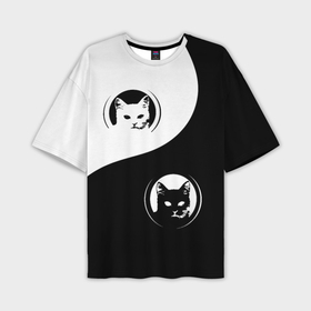 Мужская футболка oversize 3D с принтом 2 кота в инь янь в Кировске,  |  | 