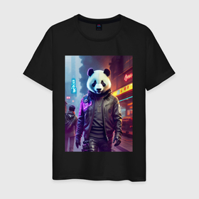 Мужская футболка хлопок с принтом Панда босс на своём районе   Пекин в Санкт-Петербурге, 100% хлопок | прямой крой, круглый вырез горловины, длина до линии бедер, слегка спущенное плечо. | 