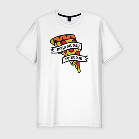 Мужская футболка хлопок Slim с принтом Пицца каждый день в Белгороде, 92% хлопок, 8% лайкра | приталенный силуэт, круглый вырез ворота, длина до линии бедра, короткий рукав | 
