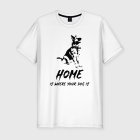 Мужская футболка хлопок Slim с принтом Дом там где собака в Тюмени, 92% хлопок, 8% лайкра | приталенный силуэт, круглый вырез ворота, длина до линии бедра, короткий рукав | 