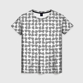 Женская футболка 3D с принтом Сердечки валентинки арт узор в Тюмени, 100% полиэфир ( синтетическое хлопкоподобное полотно) | прямой крой, круглый вырез горловины, длина до линии бедер | 
