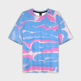 Мужская футболка oversize 3D с принтом Голубые и розовые волны в Санкт-Петербурге,  |  | 