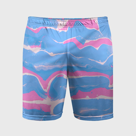 Мужские шорты спортивные с принтом Голубые и розовые волны в Курске,  |  | 