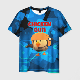 Мужская футболка 3D с принтом Chicken Gun с автоматом в Тюмени, 100% полиэфир | прямой крой, круглый вырез горловины, длина до линии бедер | 