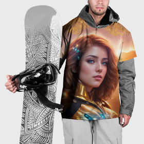 Накидка на куртку 3D с принтом Девушка Антиопа в броне в Тюмени, 100% полиэстер |  | 