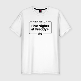 Мужская футболка хлопок Slim с принтом FNAF gaming champion: рамка с лого и джойстиком в Белгороде, 92% хлопок, 8% лайкра | приталенный силуэт, круглый вырез ворота, длина до линии бедра, короткий рукав | 