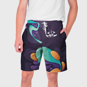 Мужские шорты 3D с принтом Hitman graffity splash в Тюмени,  полиэстер 100% | прямой крой, два кармана без застежек по бокам. Мягкая трикотажная резинка на поясе, внутри которой широкие завязки. Длина чуть выше колен | 