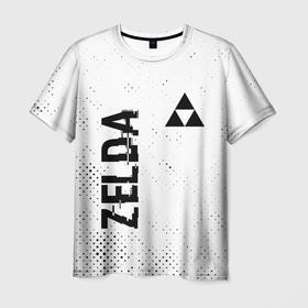 Мужская футболка 3D с принтом Zelda glitch на светлом фоне: надпись, символ в Белгороде, 100% полиэфир | прямой крой, круглый вырез горловины, длина до линии бедер | 