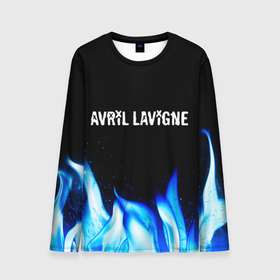 Мужской лонгслив 3D с принтом Avril Lavigne blue fire , 100% полиэстер | длинные рукава, круглый вырез горловины, полуприлегающий силуэт | 