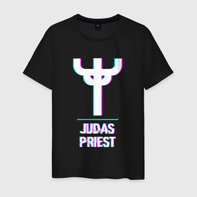 Мужская футболка хлопок с принтом Judas Priest glitch rock в Белгороде, 100% хлопок | прямой крой, круглый вырез горловины, длина до линии бедер, слегка спущенное плечо. | Тематика изображения на принте: 