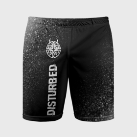 Мужские шорты спортивные с принтом Disturbed glitch на темном фоне: по вертикали в Курске,  |  | Тематика изображения на принте: 