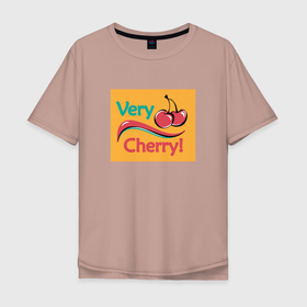 Мужская футболка хлопок Oversize с принтом Very Cherry в Новосибирске, 100% хлопок | свободный крой, круглый ворот, “спинка” длиннее передней части | 